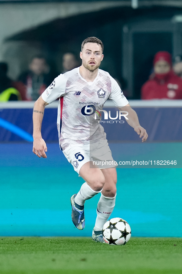 Gabriel Gudmundsson of LOSC Lille during the UEFA Champions League 2024/25 League Phase MD5 match between Bologna FC and LOSC Lille at Stadi...