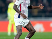 Ngal'ayel Mukau of LOSC Lille during the UEFA Champions League 2024/25 League Phase MD5 match between Bologna FC and LOSC Lille at Stadio Re...