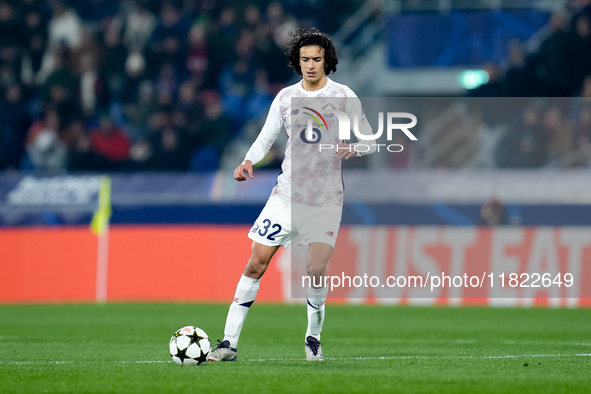 Ayyoub Bouaddi of LOSC Lille during the UEFA Champions League 2024/25 League Phase MD5 match between Bologna FC and LOSC Lille at Stadio Ren...