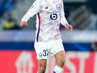 Ayyoub Bouaddi of LOSC Lille during the UEFA Champions League 2024/25 League Phase MD5 match between Bologna FC and LOSC Lille at Stadio Ren...