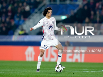 Ayyoub Bouaddi of LOSC Lille during the UEFA Champions League 2024/25 League Phase MD5 match between Bologna FC and LOSC Lille at Stadio Ren...