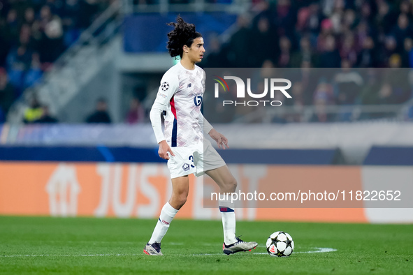 Ayyoub Bouaddi of LOSC Lille during the UEFA Champions League 2024/25 League Phase MD5 match between Bologna FC and LOSC Lille at Stadio Ren...