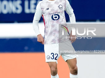 Ayyoub Bouaddi of LOSC Lille during the UEFA Champions League 2024/25 League Phase MD5 match between Bologna FC and LOSC Lille at Stadio Ren...