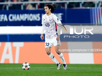 Ayyoub Bouaddi of LOSC Lille during the UEFA Champions League 2024/25 League Phase MD5 match between Bologna FC and LOSC Lille at Stadio Ren...