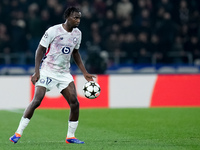 Ngal'ayel Mukau of LOSC Lille during the UEFA Champions League 2024/25 League Phase MD5 match between Bologna FC and LOSC Lille at Stadio Re...