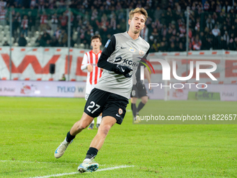 Bartlomiej Kludka participates in the game between KS Cracovia and Zaglebie Lubin in Krakow, Poland, on November 29, 2024. This is a PKO BP...