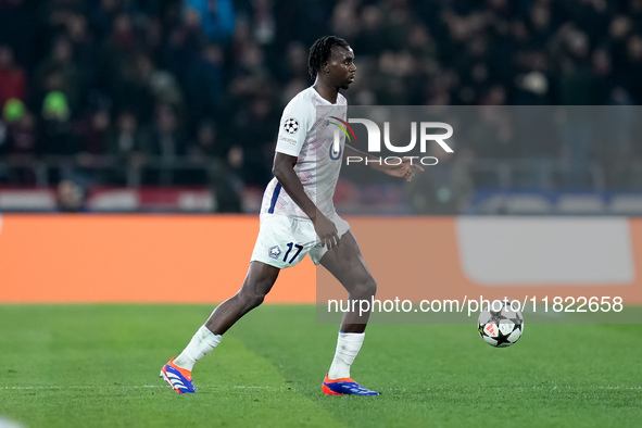 Ngal'ayel Mukau of LOSC Lille during the UEFA Champions League 2024/25 League Phase MD5 match between Bologna FC and LOSC Lille at Stadio Re...