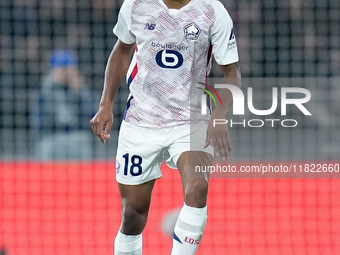 Bafode' Diakite' of LOSC Lille during the UEFA Champions League 2024/25 League Phase MD5 match between Bologna FC and LOSC Lille at Stadio R...