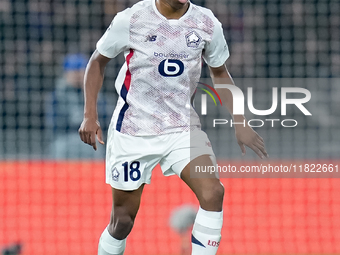 Bafode' Diakite' of LOSC Lille during the UEFA Champions League 2024/25 League Phase MD5 match between Bologna FC and LOSC Lille at Stadio R...