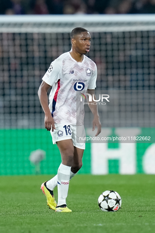 Bafode' Diakite' of LOSC Lille during the UEFA Champions League 2024/25 League Phase MD5 match between Bologna FC and LOSC Lille at Stadio R...