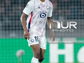 Bafode' Diakite' of LOSC Lille during the UEFA Champions League 2024/25 League Phase MD5 match between Bologna FC and LOSC Lille at Stadio R...