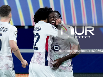 Ngal'ayel Mukau of LOSC Lille celebrates after scoring second goal during the UEFA Champions League 2024/25 League Phase MD5 match between B...