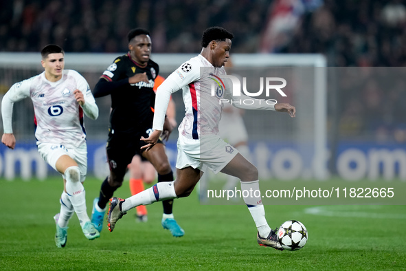 Jonathan David of LOSC Lille during the UEFA Champions League 2024/25 League Phase MD5 match between Bologna FC and LOSC Lille at Stadio Ren...