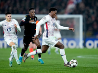 Jonathan David of LOSC Lille during the UEFA Champions League 2024/25 League Phase MD5 match between Bologna FC and LOSC Lille at Stadio Ren...