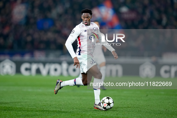 Jonathan David of LOSC Lille during the UEFA Champions League 2024/25 League Phase MD5 match between Bologna FC and LOSC Lille at Stadio Ren...