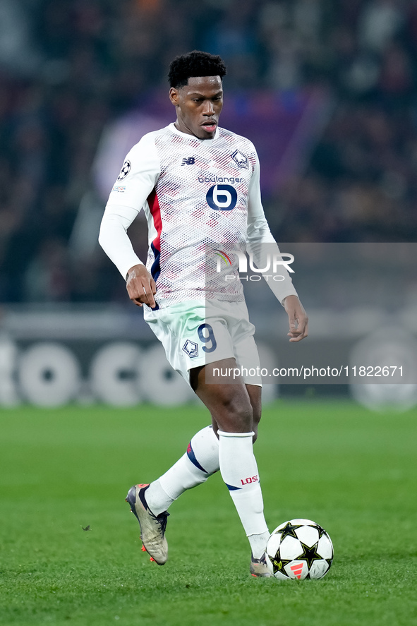 Jonathan David of LOSC Lille during the UEFA Champions League 2024/25 League Phase MD5 match between Bologna FC and LOSC Lille at Stadio Ren...