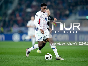 Jonathan David of LOSC Lille during the UEFA Champions League 2024/25 League Phase MD5 match between Bologna FC and LOSC Lille at Stadio Ren...