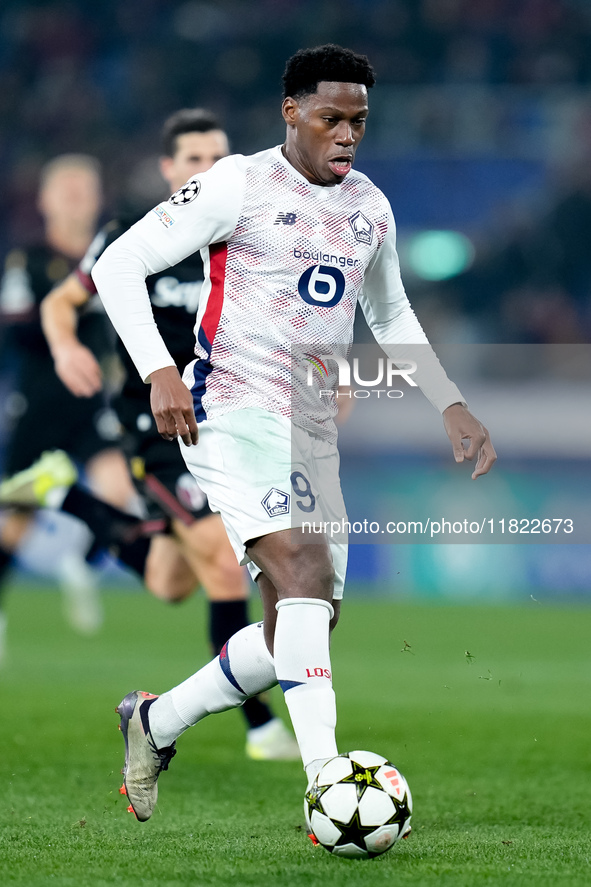 Jonathan David of LOSC Lille during the UEFA Champions League 2024/25 League Phase MD5 match between Bologna FC and LOSC Lille at Stadio Ren...