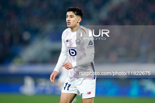 Osame Sahraoui of LOSC Lille looks on during the UEFA Champions League 2024/25 League Phase MD5 match between Bologna FC and LOSC Lille at S...