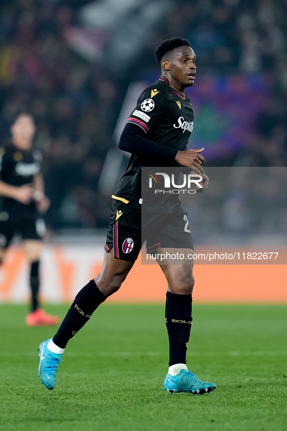 Jhon Lucumi of Bologna FC during the UEFA Champions League 2024/25 League Phase MD5 match between Bologna FC and LOSC Lille at Stadio Renato...