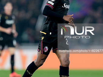 Jhon Lucumi of Bologna FC during the UEFA Champions League 2024/25 League Phase MD5 match between Bologna FC and LOSC Lille at Stadio Renato...