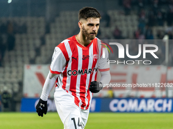 Ajdin Hasic participates in the game between KS Cracovia and Zaglebie Lubin in Krakow, Poland, on November 29, 2024. This is a PKO BP Ekstra...