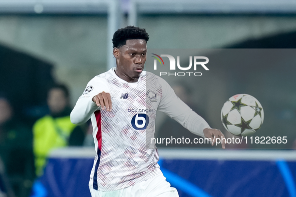 Jonathan David of LOSC Lille during the UEFA Champions League 2024/25 League Phase MD5 match between Bologna FC and LOSC Lille at Stadio Ren...