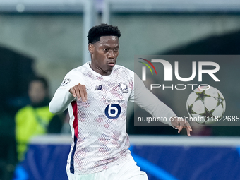 Jonathan David of LOSC Lille during the UEFA Champions League 2024/25 League Phase MD5 match between Bologna FC and LOSC Lille at Stadio Ren...