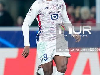 Jonathan David of LOSC Lille during the UEFA Champions League 2024/25 League Phase MD5 match between Bologna FC and LOSC Lille at Stadio Ren...