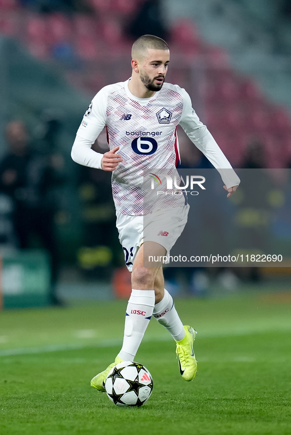 Edon Zhegrova of LOSC Lille during the UEFA Champions League 2024/25 League Phase MD5 match between Bologna FC and LOSC Lille at Stadio Rena...