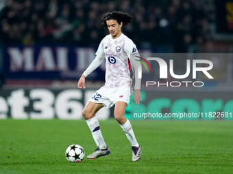 Ayyoub Bouaddi of LOSC Lille during the UEFA Champions League 2024/25 League Phase MD5 match between Bologna FC and LOSC Lille at Stadio Ren...