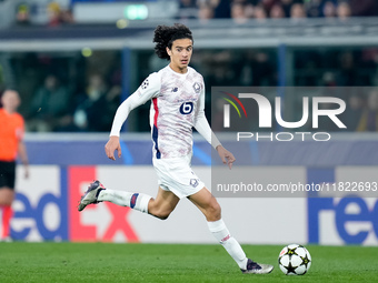 Ayyoub Bouaddi of LOSC Lille during the UEFA Champions League 2024/25 League Phase MD5 match between Bologna FC and LOSC Lille at Stadio Ren...