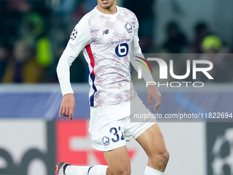 Ayyoub Bouaddi of LOSC Lille during the UEFA Champions League 2024/25 League Phase MD5 match between Bologna FC and LOSC Lille at Stadio Ren...