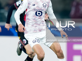 Ayyoub Bouaddi of LOSC Lille during the UEFA Champions League 2024/25 League Phase MD5 match between Bologna FC and LOSC Lille at Stadio Ren...