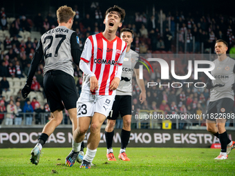 Fabian Bzdyl participates in the game between KS Cracovia and Zaglebie Lubin in Krakow, Poland, on November 29, 2024. This is a PKO BP Ekstr...