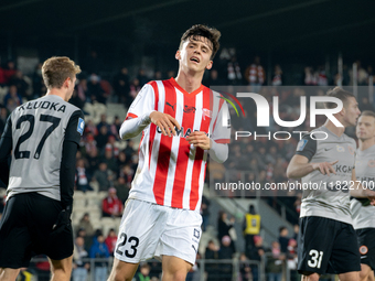 Fabian Bzdyl participates in the game between KS Cracovia and Zaglebie Lubin in Krakow, Poland, on November 29, 2024. This is a PKO BP Ekstr...