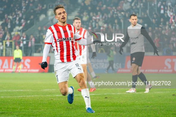 Mikkel Maigaard participates in the game between KS Cracovia and Zaglebie Lubin in Krakow, Poland, on November 29, 2024. This is a PKO BP Ek...