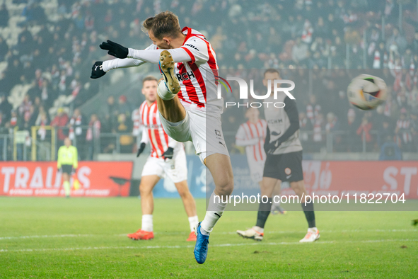 Mikkel Maigaard participates in the game between KS Cracovia and Zaglebie Lubin in Krakow, Poland, on November 29, 2024. This is a PKO BP Ek...