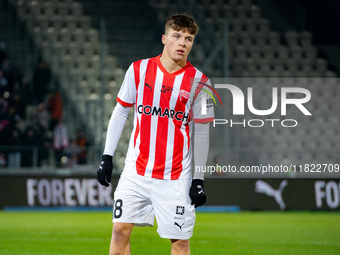 Filip Rozga participates in the game between KS Cracovia and Zaglebie Lubin in Krakow, Poland, on November 29, 2024. This is a PKO BP Ekstra...