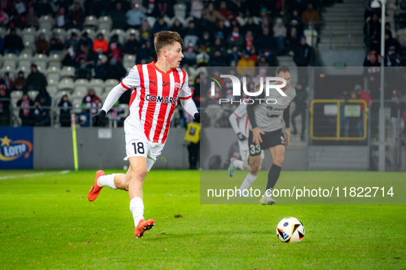 Filip Rozga participates in the game between KS Cracovia and Zaglebie Lubin in Krakow, Poland, on November 29, 2024. This is a PKO BP Ekstra...