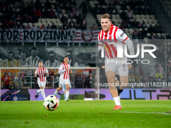 Benjamin Kallman participates in the game between KS Cracovia and Zaglebie Lubin in Krakow, Poland, on November 29, 2024. This is a PKO BP E...