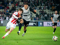 Filip Rozga and Jaroslaw Jach participate in the game between KS Cracovia and Zaglebie Lubin in Krakow, Poland, on November 29, 2024. This i...