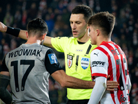 Referee Damian Kos officiates the game between KS Cracovia and Zaglebie Lubin in Krakow, Poland, on November 29, 2024. This is a PKO BP Ekst...