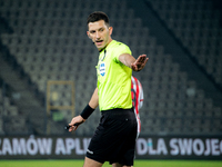 Referee Damian Kos officiates the game between KS Cracovia and Zaglebie Lubin in Krakow, Poland, on November 29, 2024. This is a PKO BP Ekst...