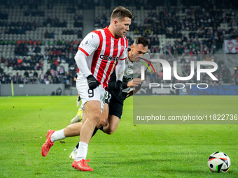 Benjamin Kallman participates in the game between KS Cracovia and Zaglebie Lubin in Krakow, Poland, on November 29, 2024. This is a PKO BP E...