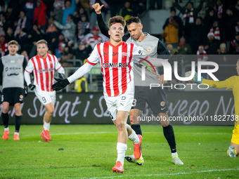 Filip Rozga participates in the game between KS Cracovia and Zaglebie Lubin in Krakow, Poland, on November 29, 2024. This is a PKO BP Ekstra...