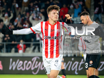 Filip Rozga participates in the game between KS Cracovia and Zaglebie Lubin in Krakow, Poland, on November 29, 2024. This is a PKO BP Ekstra...