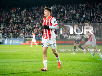 Filip Rozga participates in the game between KS Cracovia and Zaglebie Lubin in Krakow, Poland, on November 29, 2024. This is a PKO BP Ekstra...