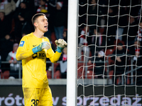 Goalkeeper Dominik Hladun plays during the game between KS Cracovia and Zaglebie Lubin in Krakow, Poland, on November 29, 2024. PKO BP Ekstr...