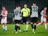 Referee Damian Kos officiates the game between KS Cracovia and Zaglebie Lubin in Krakow, Poland, on November 29, 2024. This is a PKO BP Ekst...